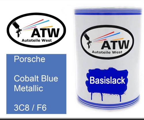 Porsche, Cobalt Blue Metallic, 3C8 / F6: 500ml Lackdose, von ATW Autoteile West.